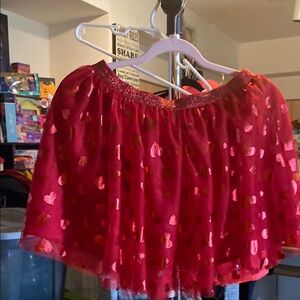 Red and Gold Ruffled Bubble Mini Skirt